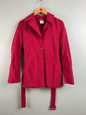 Vintage Espirit Women’s Red Jacket Sz Small Womens Nylon Belted Collared Rain