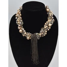 Georgio Armani multi-layer faux Pearl & Rhinestones Choker Statement Necklaces