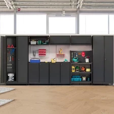 8-PC Garage Storage Cabinet System Tool Chest Workshop Cabinet Metal Cabinet Set