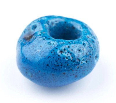 Vintage Glazed Ceramic Donkey Beads 2 Beads 22mm Middle East Blue Round Glass