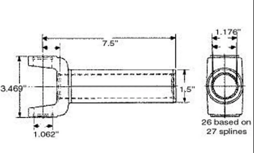 Скользящая хомутная рукоять привода трансмиссии 2-3-6081LX 7,5 дюйма серии 1310 подходит для GM 350/700R4 - Изображение 2 из 2
