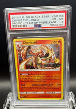 2019 Pokemon Charizard SM158 Team Up Prerelease Stamped Holo PSA 8