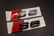 Gloss Black/Chrome Silver S6 Fits Audi Badge Letters Emblem Rear Trunk Boot Lid