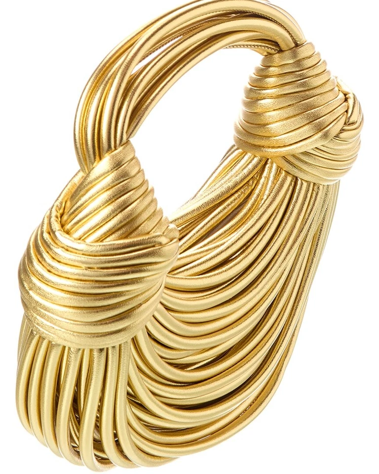 Cartera de mujer Tiffany & Fred Paris de cuero liso con cuerdas dorada Foto 3 de 4