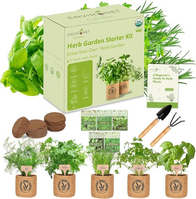 #ad 5 Herb Indoor Garden Kit Unique Basil Parsley Chives Cilantro Dill $45.40