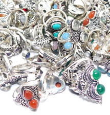 Lotto di anelli con pietre preziose all'ingrosso dimensioni vintage US (5-9) ...