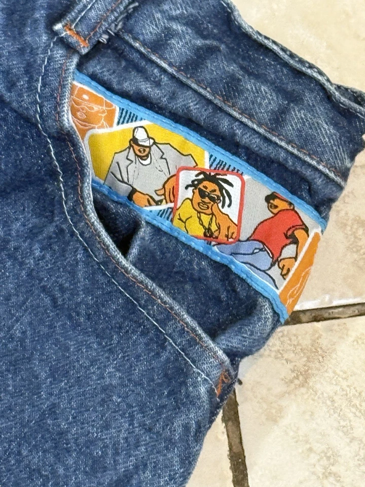 Pantalones de mezclilla holgados de hip hop estilo urbano vintage para niños con parches talla 12 Foto 2 de 4