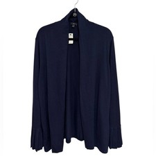 NWT Talbots Woman Open Front Cotton Blend Cardigan in Navy - Size 3X