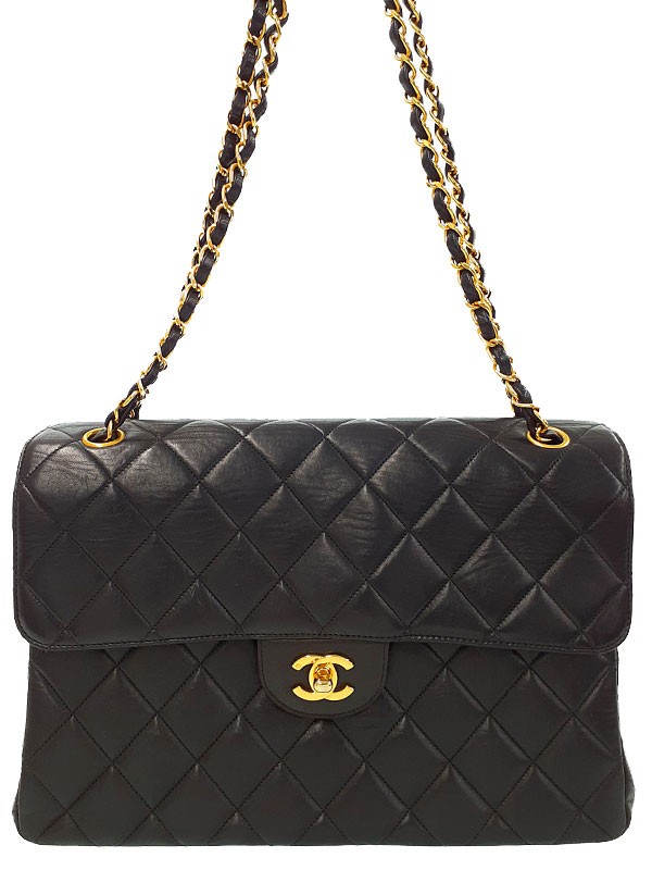Chanel Double Face Matelasse Chain Shoulder Bag T080 Black Caviar Gold Hardware