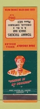 Matchbook Cover - Shell oil gas Tommy Tuckers Orillia ON