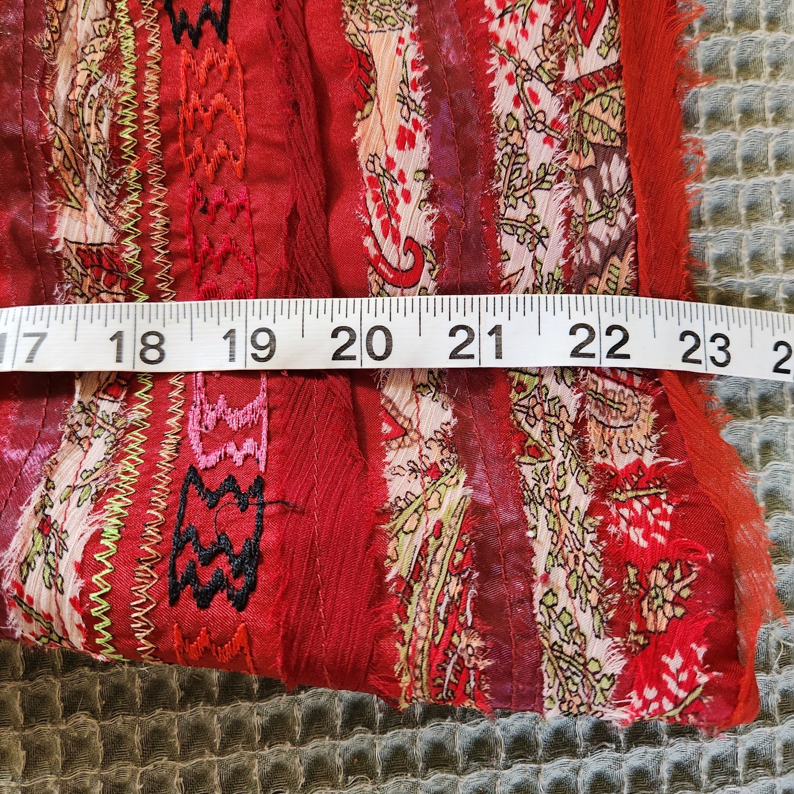 Y2k Textured Patchwork Button Down Shirt PL Red P… - image 8