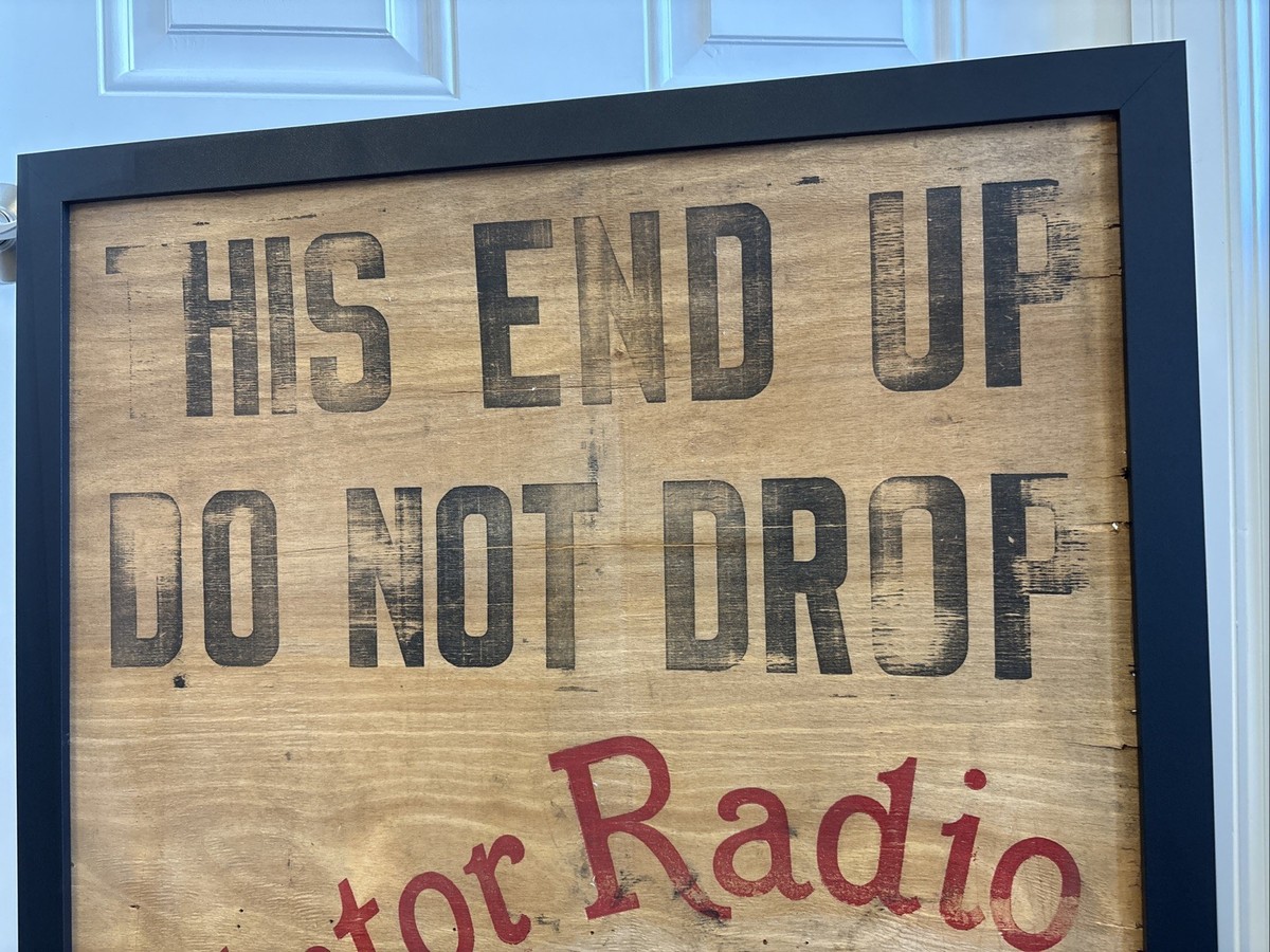 Vintage 26 X 38 Victor Radio Wood Crate Side Panel Sign RCA Nipper