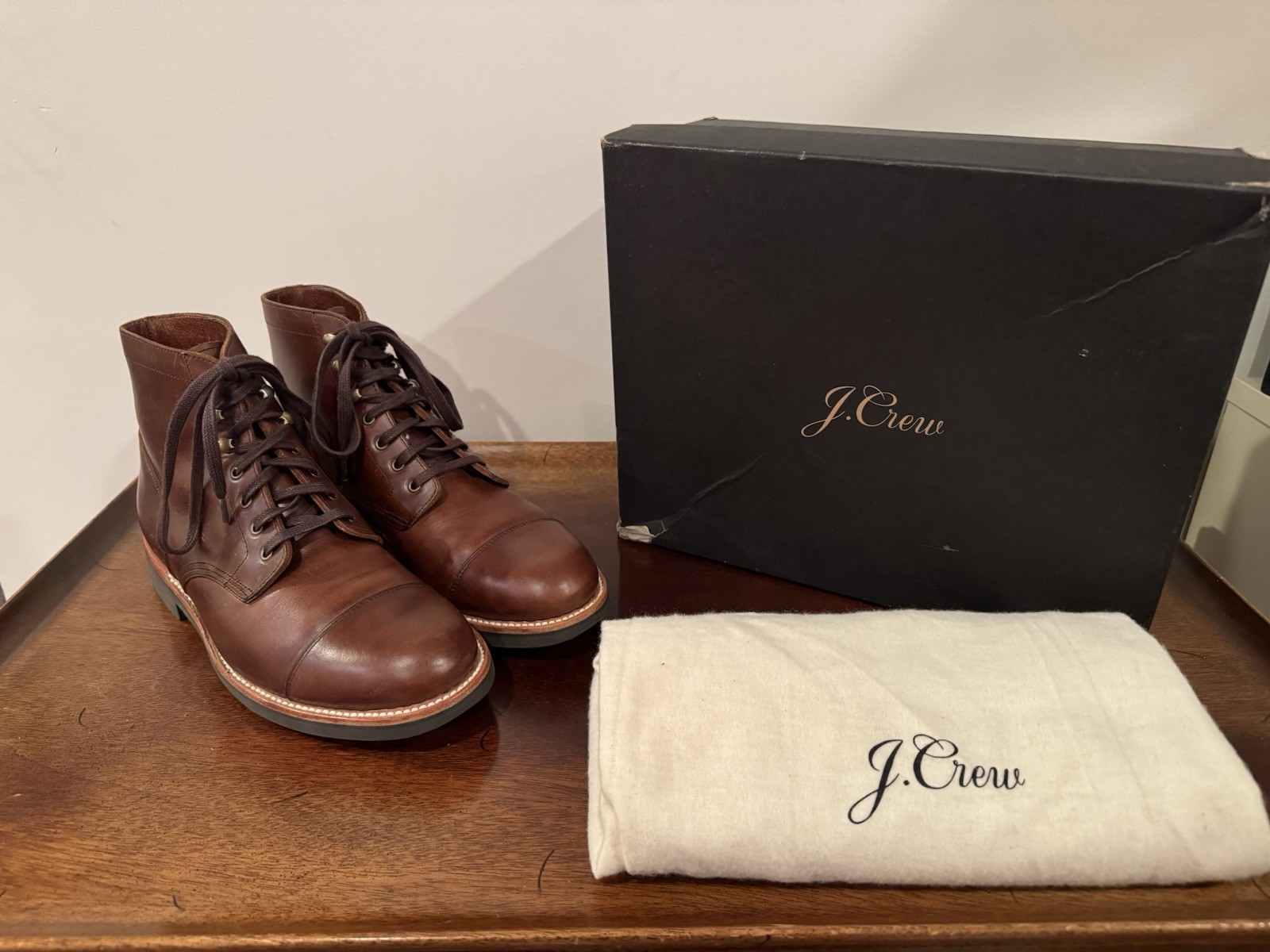 J.Crew Kenton Cap Toe Brown Leather Boots - Size 9