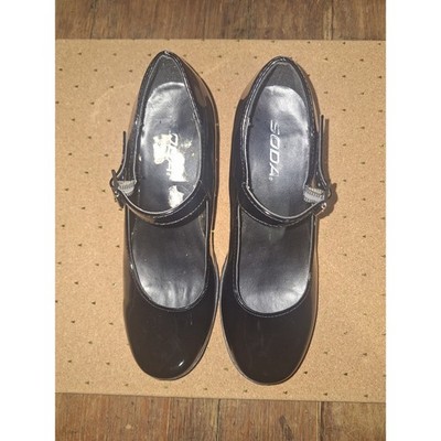 Soda Black Patent Mary Jane Shoes Chunky Block Heel Lug Sole Platform Size 7