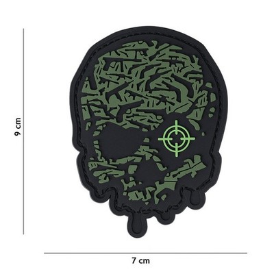 Patch 3D PVC Target eye skull green #14050