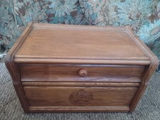 Vintage Wood Bread Box With 'Natural Grains Old Fashion Breads' And Farm Design