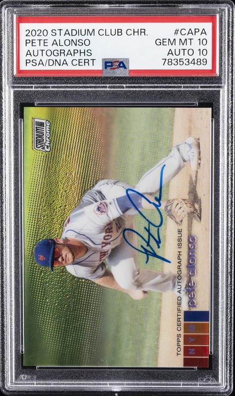 2020 STADIUM CLUB CHROME AUTOS #CAPA PETE ALONSO PSA 10 AUTO 10