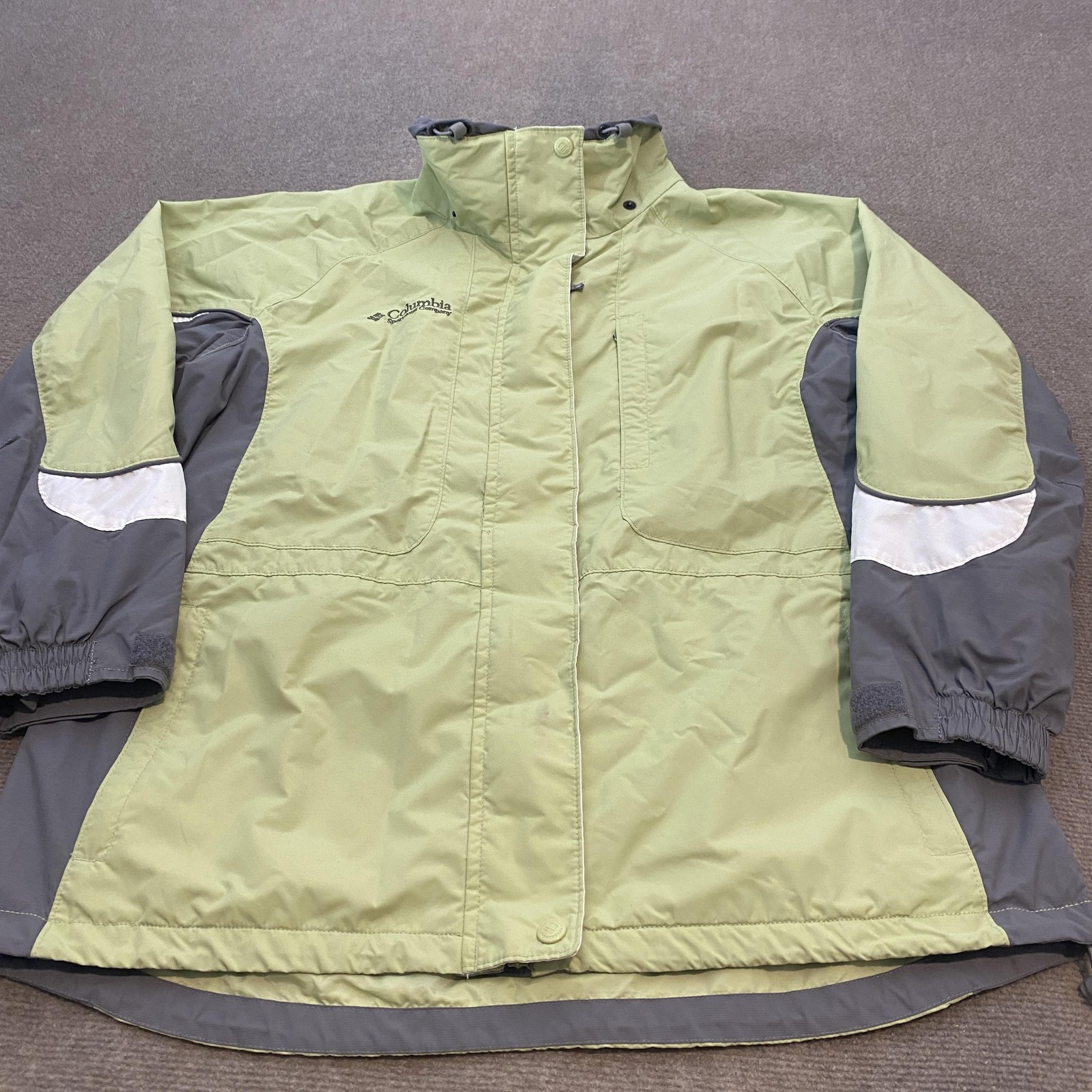 Columbia Jacket Womens XL Green Gray Interchange Core Nylon Coat Outdoors