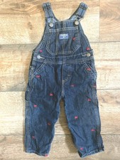 Osh Kosh B'gosh Vestbak Denim Train Overalls Dark Blue Boys Toddlers 18 Months