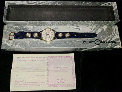 NOS! Vtg Custom Time Time-Reader Swiss made watch in original box, running
