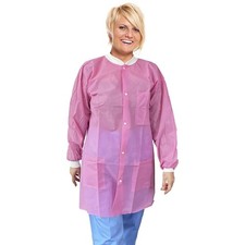 Light Pink Disposable Lab Coats SPP 45 GSM Snap Front 50 Count XX-Large