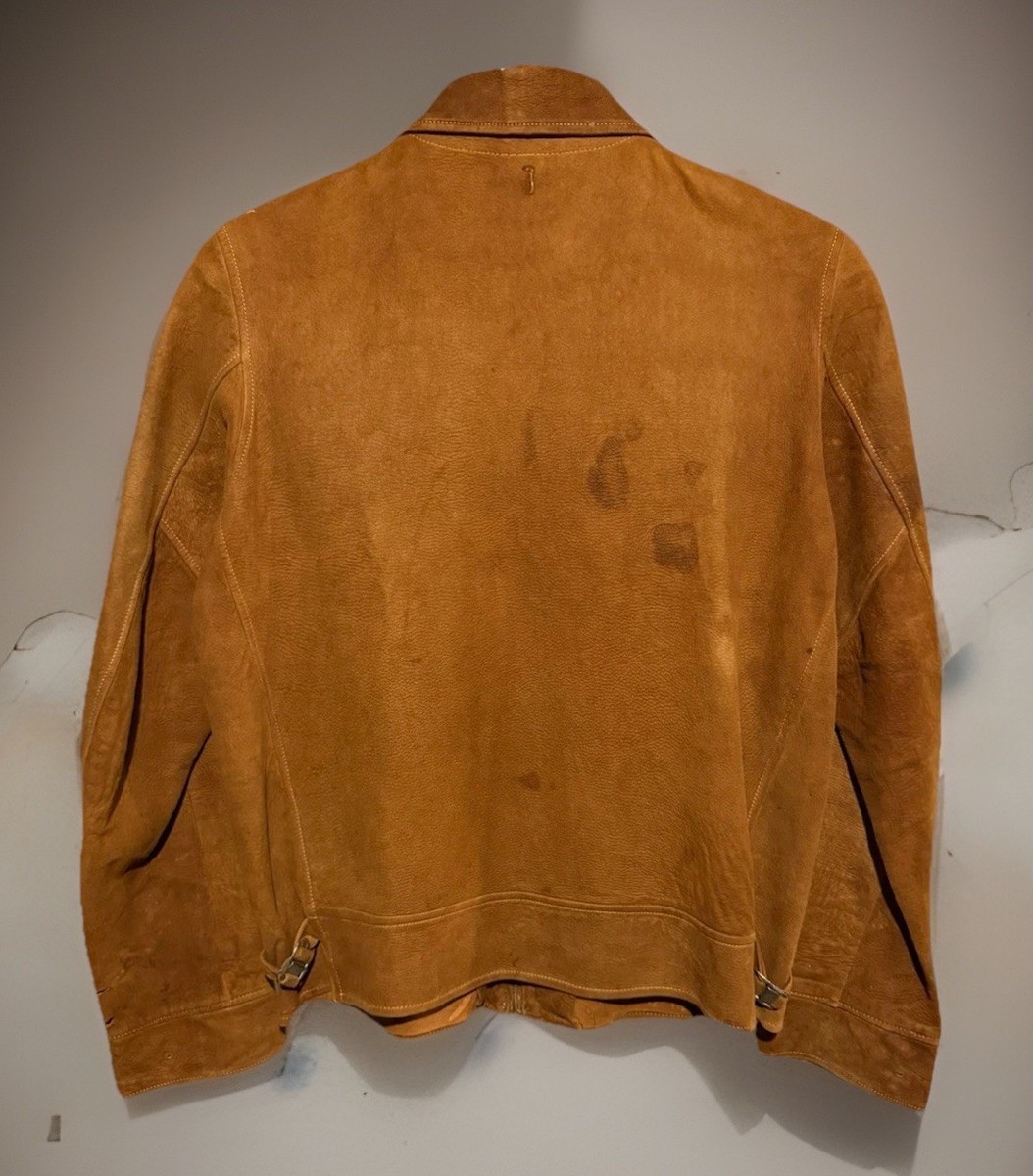 VTG 1930s Montgomery Ward Leather Suede Roughout Jacket Mens Brown