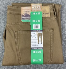Weatherproof Vintage Men  s Fleece Lined BROWN Canvas Pants 38x29 NWT