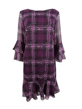 Jessica Howard Women's Plaid Ruffled A-Line Dress