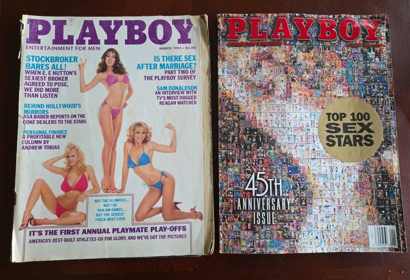 Two Vintage Playboy Magazines: March 1983, January 1999 45th Anniversary Edition