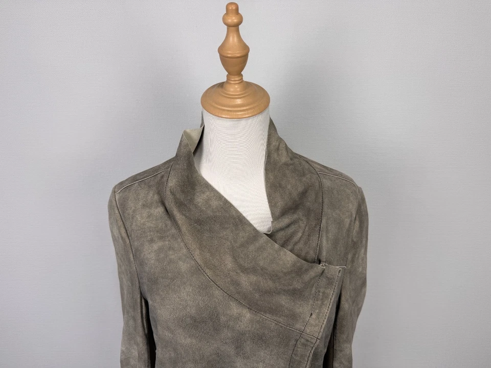 Chaqueta Ligera Vintage Años 90 Rara MUUBAA 100% Gris Cuero de Cabra Cremallera Talla 12 Foto 2 de 4