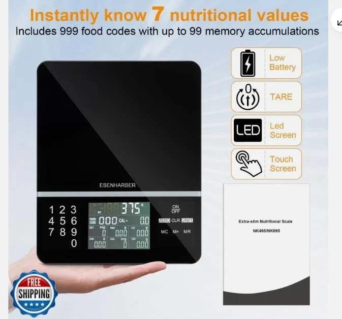 Food Scale with Nutritional Calculator, Digital Display Nutrition Calorie Cal