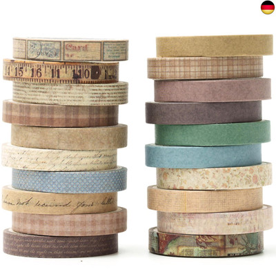 YUBX 20 Rollen Dünn Washi Tape Set Masking Tape Antike Muster Dekoratives 