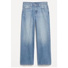New NWT Old Navy Mid Rise Medium Wash Baggy Wide Leg Jeans Size 16