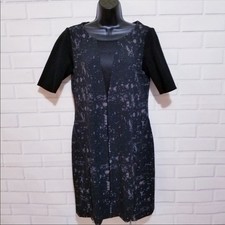 Elie Tahari for Design Nation Mixed Media Sheath Women size Small Cocktail Black