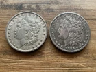 US Morgan Silver Dollars 2 coins circulated details Pre 1904 Lot TD3