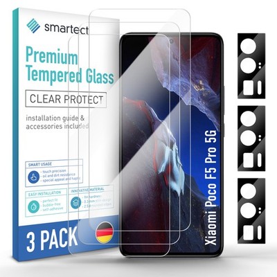 3x Schutzglas Panzerfolie für Xiaomi Poco F5 Pro 5G + 3x Kameraschutz Hartglas