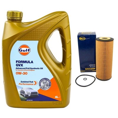 Motoröl Set Gulf Formula GVX 0W-30 4 Liter + Ölfilter für Audi A4 1.9 TDI 116 PS