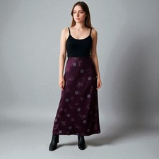 Vintage Renee Lauren 90s Plum Satin Bias Cut Midi Skirt Size 13/14 Y2K Retro