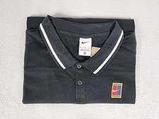Nike Court Heritage Short Sleeve Tennis Polo Men's XL Black Raglan FQ2101-010