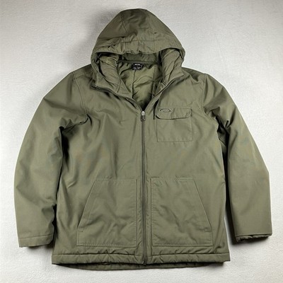 Oakley Hooded Insulated Jacket Men's Large Olive Green Full Zip Outdoor Tech