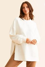 Varley Mae Boyfriend Oversized Sweat Pullover in Egret Small