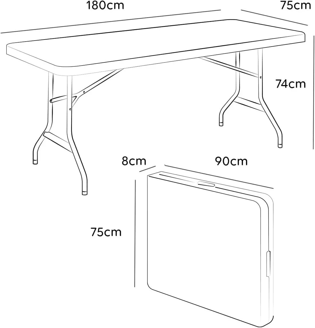 Tavolo Pieghevole da Giardino Horeca Bianco 183x76 cm foto 3
