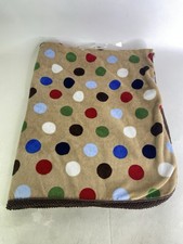 Circo Target Brown Tan Sherpa Polka Dot Circles Baby Blanket Blue Red White