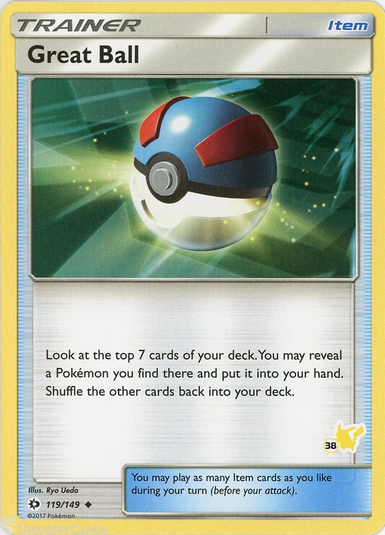 Great Ball 119/149 Uncommon Mint Pokemon Card :: Pikachu Stamp ::