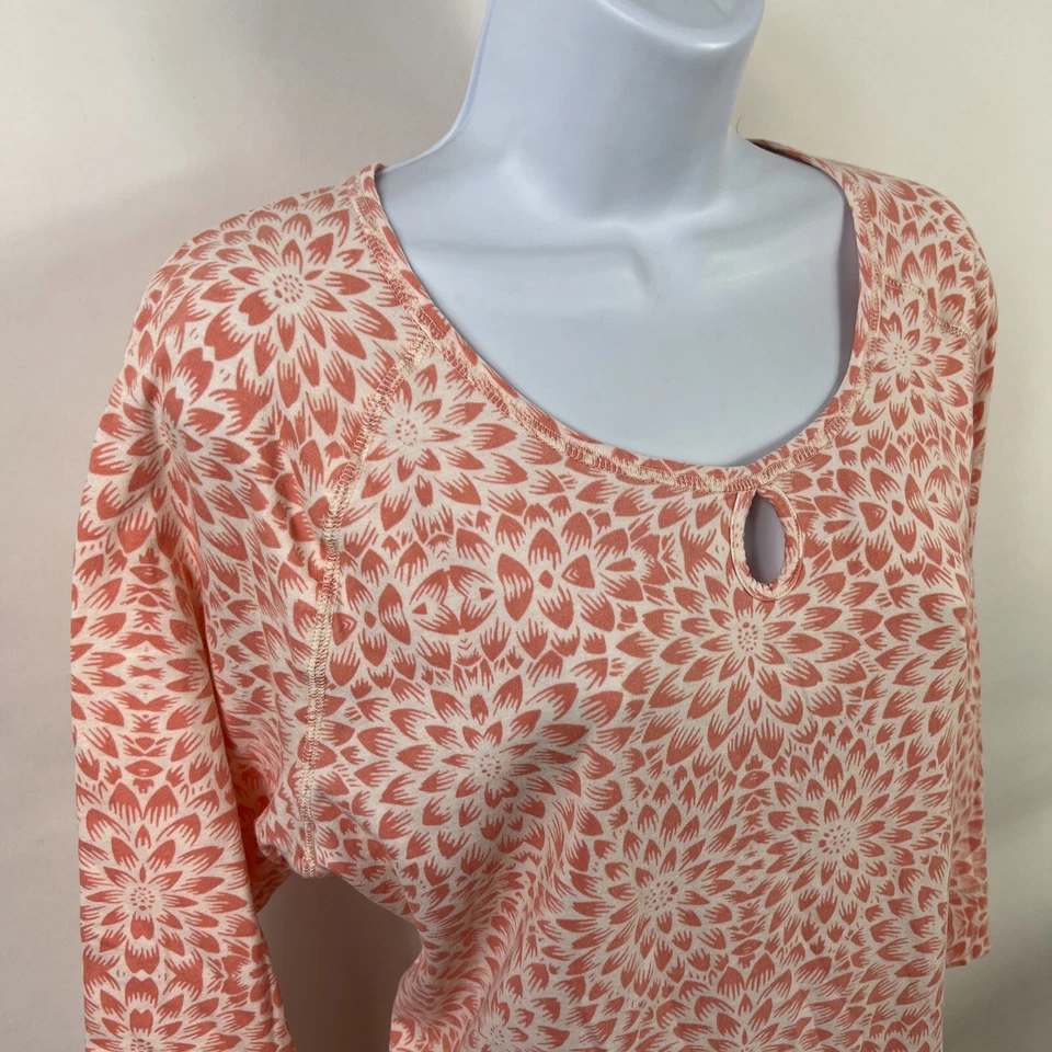 Camiseta Nautica Ropa de Dormir Para Mujer XL 100% Algodón Jersey Floral Cuello Cerradura Foto 2 de 4