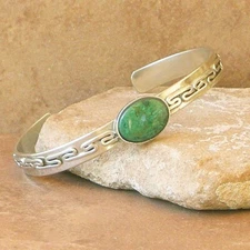 Semi-Precious Stone Cuff Bracelet-Chrysocolla - Hand-Made in Peru-Fair Trade