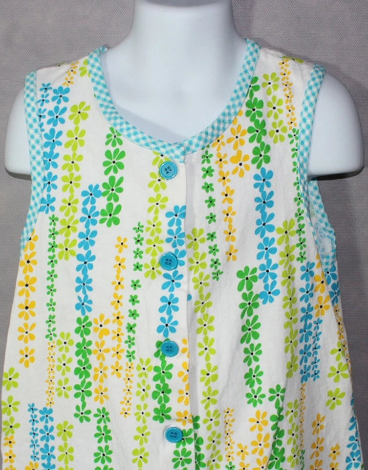 Girls BIG FISH By Sweet Potatoes GREEN BLUE YELLOW FLORAL Sleeveless DRESS 10 12 - Image 2 of 4