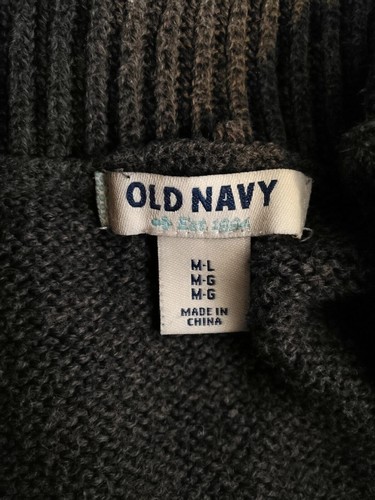 Old Navy Damen Pullover M L grau Poncho Strick Rollkragenpullover Knopf Büro - Bild 3 von 3