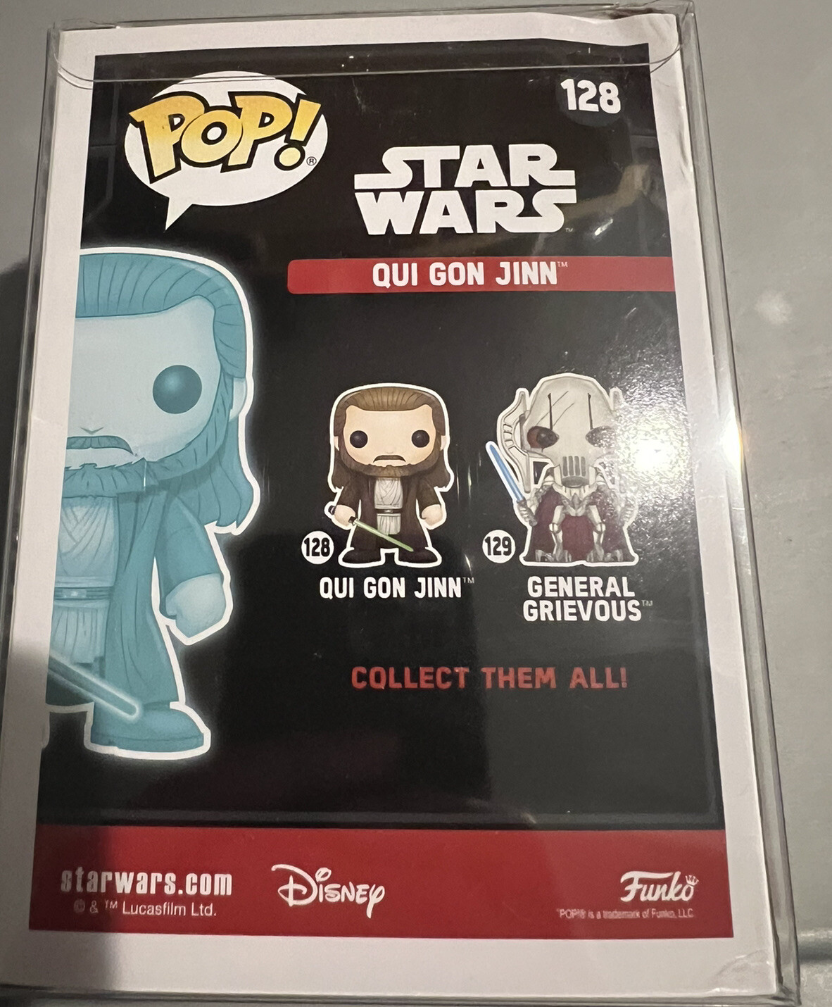 GLOW IN THE dark Qui Gon Jinn Funko Pop #128 2017 Galactic Convention