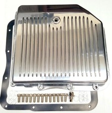 Chevy Gm Finned Polished Aluminum Transmission Pan Th350 Turbo 350 Trans Th-350